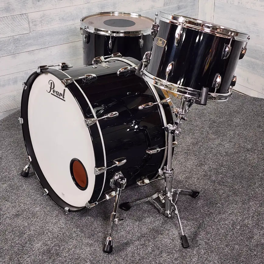 Used Pearl Wood Fiberglass 3pc Drum Set 2015 Reissue Black - Very Good - Drum Center Of Portsmouth