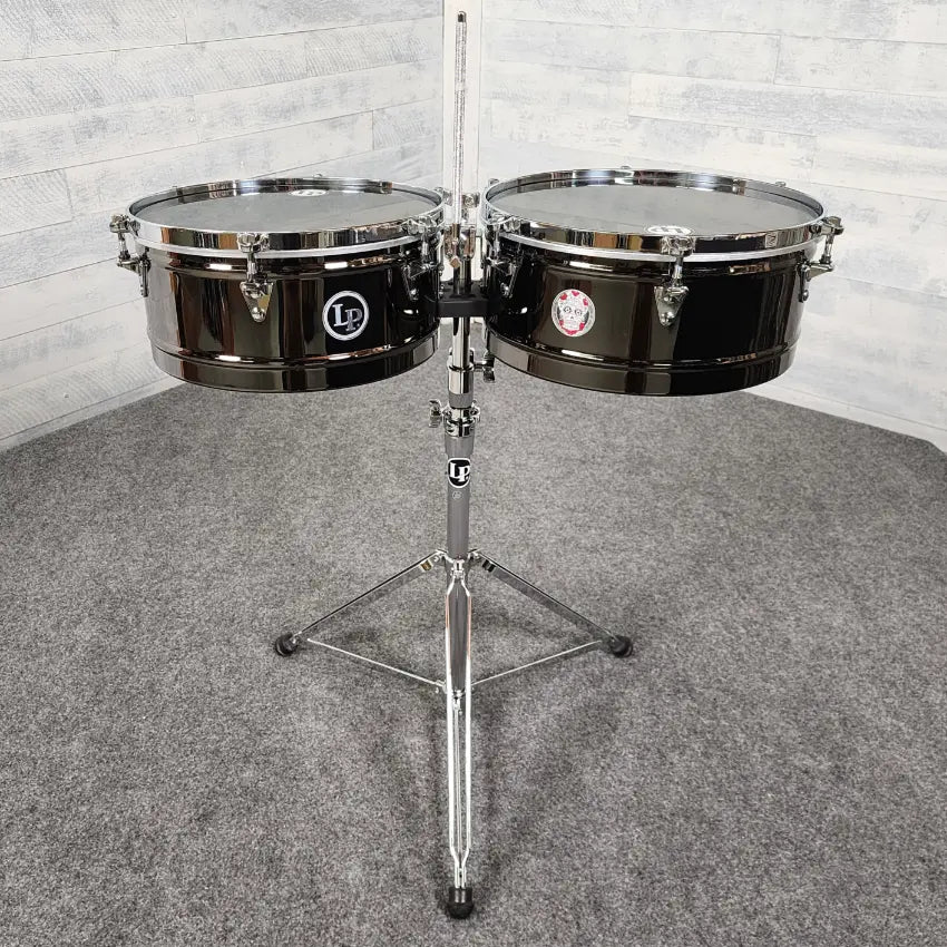 Used LP Karl Perazzo Prestige Timbales Black Nickel - Very Good - Drum Center Of Portsmouth
