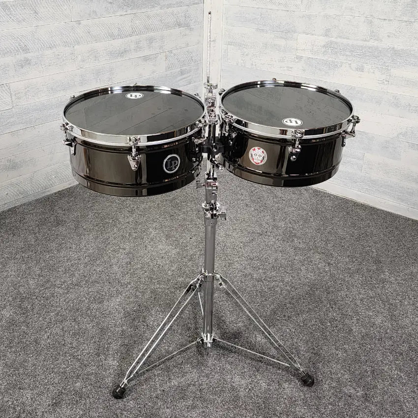 Used LP Karl Perazzo Prestige Timbales Black Nickel - Very Good - Drum Center Of Portsmouth