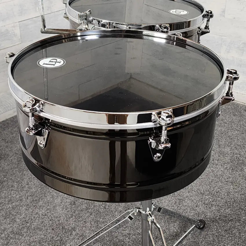 Used LP Karl Perazzo Prestige Timbales Black Nickel - Very Good - Drum Center Of Portsmouth