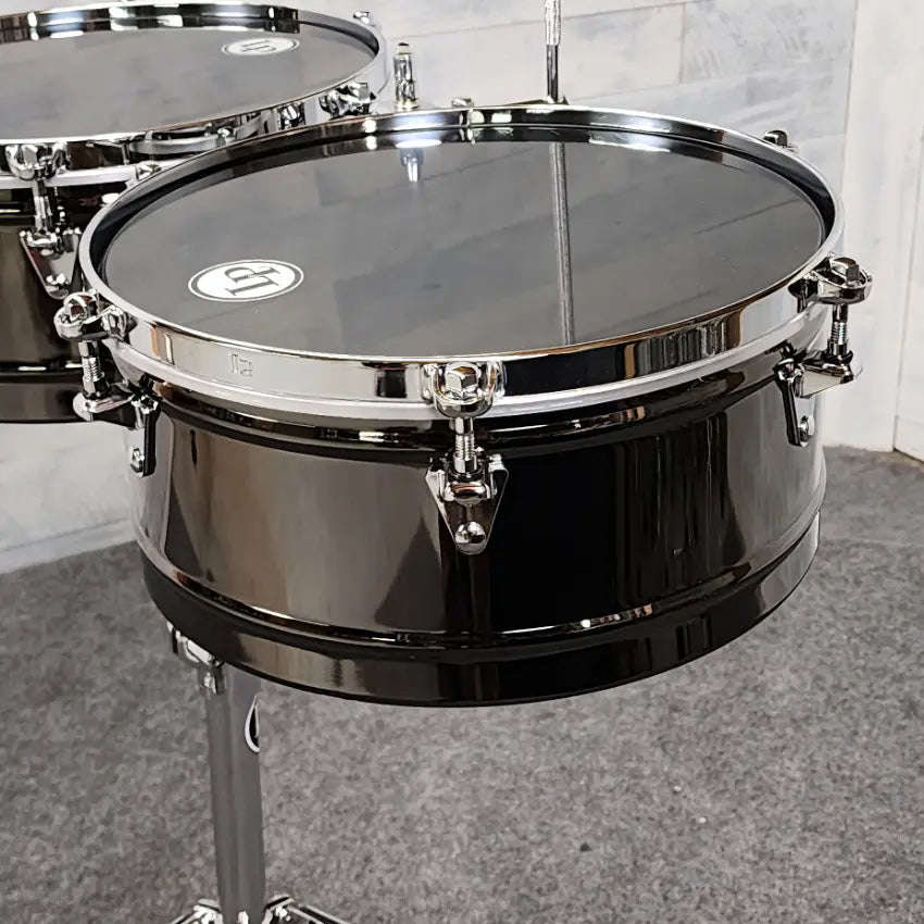Used LP Karl Perazzo Prestige Timbales Black Nickel - Very Good - Drum Center Of Portsmouth