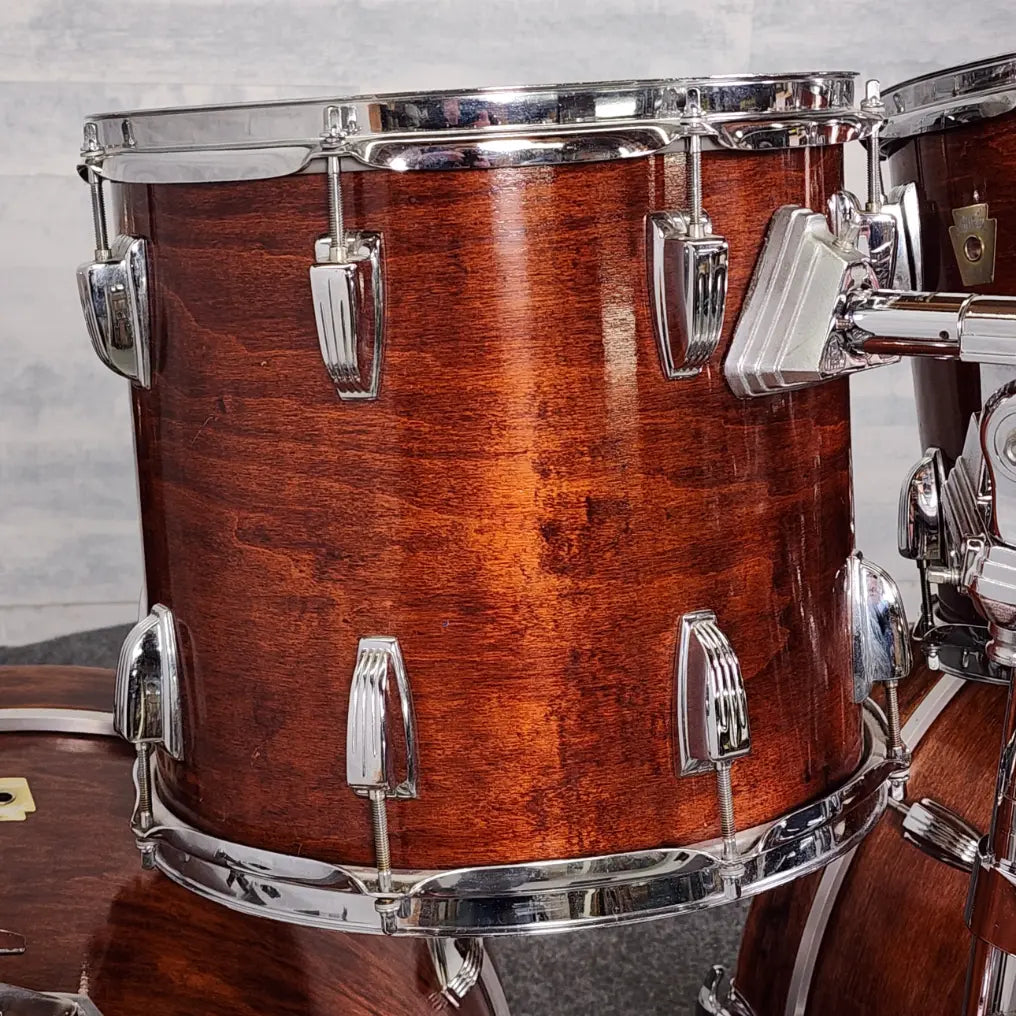 Used Vintage Ludwig 5pc Drum Set Mahogany Stain w/Double Tom Stand - Fair - Drum Center Of Portsmouth