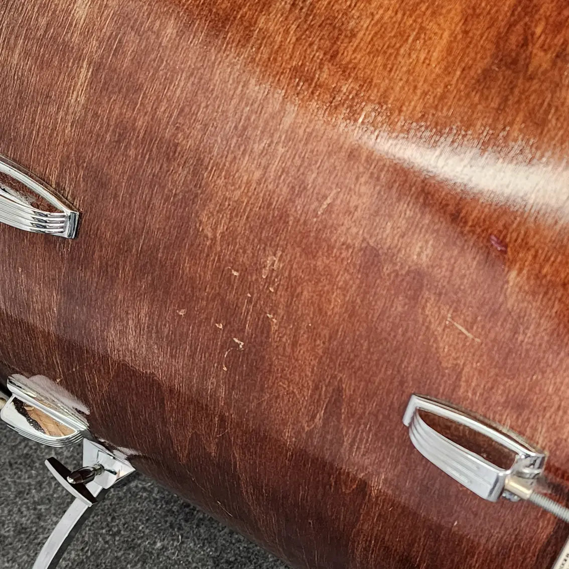 Used Vintage Ludwig 5pc Drum Set Mahogany Stain w/Double Tom Stand - Fair - Drum Center Of Portsmouth