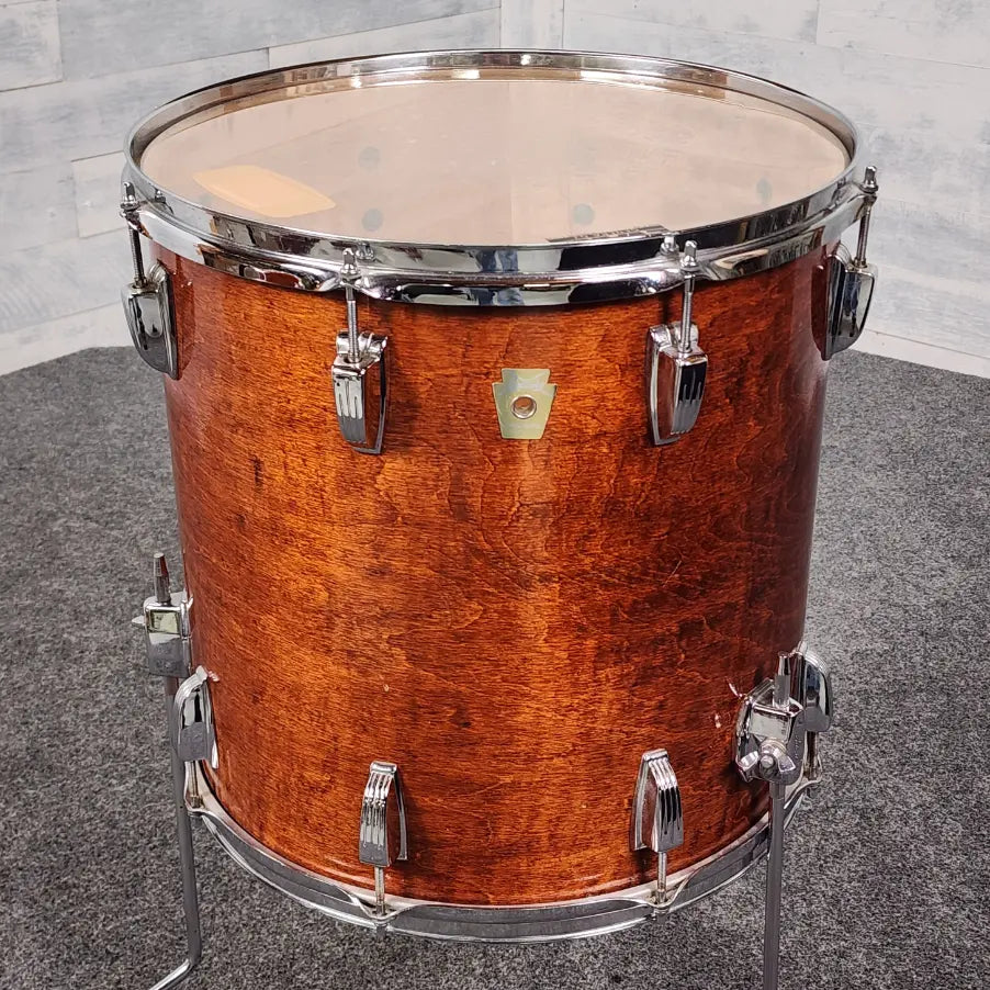 Used Vintage Ludwig 5pc Drum Set Mahogany Stain w/Double Tom Stand - Fair - Drum Center Of Portsmouth