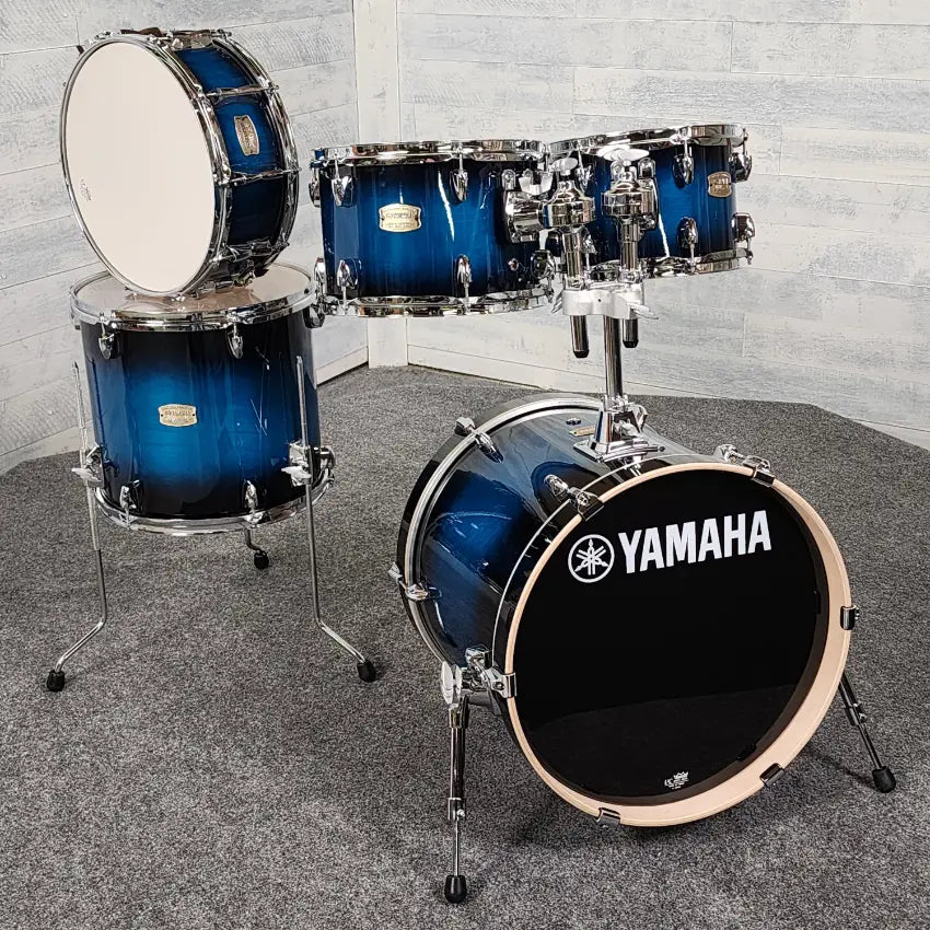 Used Yamaha Stage Custom 5pc Drum Set Deep Blue Sunburst - Very Good - Drum Center Of Portsmouth