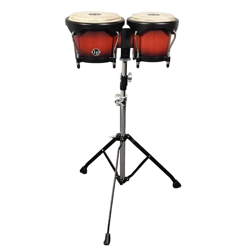 Used LP City Bongos Dark Wood w/LP Aspire Strap Lock Stand - Very Good - Drum Center Of Portsmouth