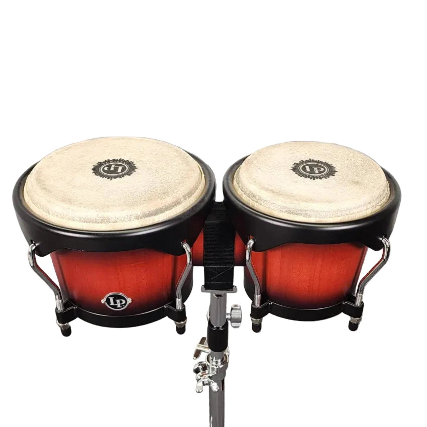 Used LP City Bongos Dark Wood w/LP Aspire Strap Lock Stand - Very Good - Drum Center Of Portsmouth