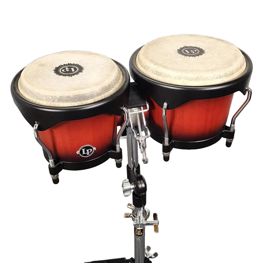 Used LP City Bongos Dark Wood w/LP Aspire Strap Lock Stand - Very Good - Drum Center Of Portsmouth