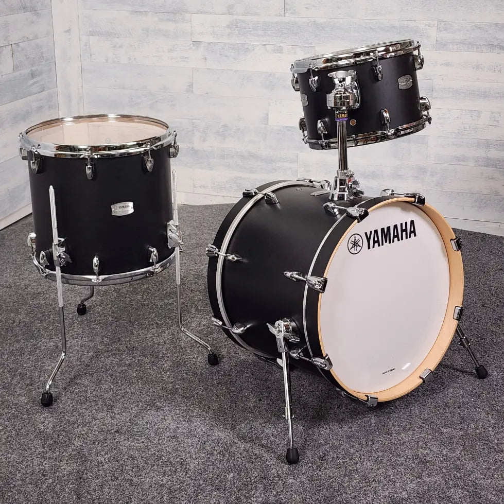 Used Yamaha Tour Custom Maple 3pc Drum Set Licorice Satin - Very Good - Drum Center Of Portsmouth