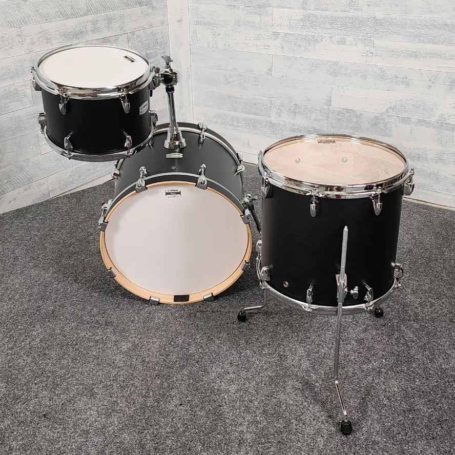 Used Yamaha Tour Custom Maple 3pc Drum Set Licorice Satin - Very Good - Drum Center Of Portsmouth