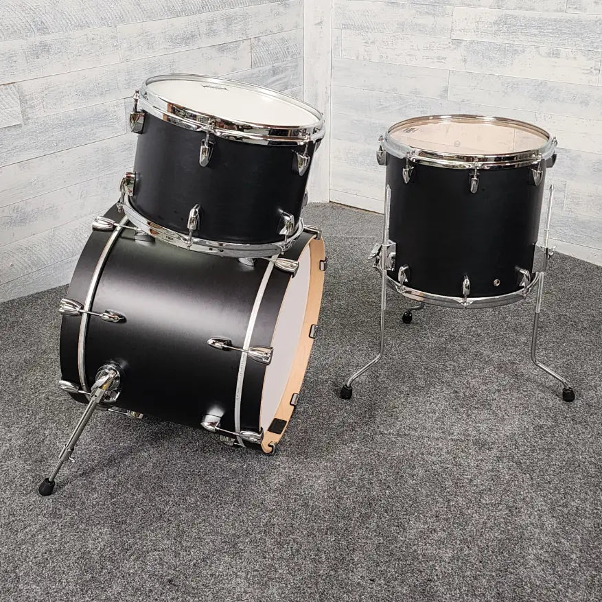 Used Yamaha Tour Custom Maple 3pc Drum Set Licorice Satin - Very Good - Drum Center Of Portsmouth