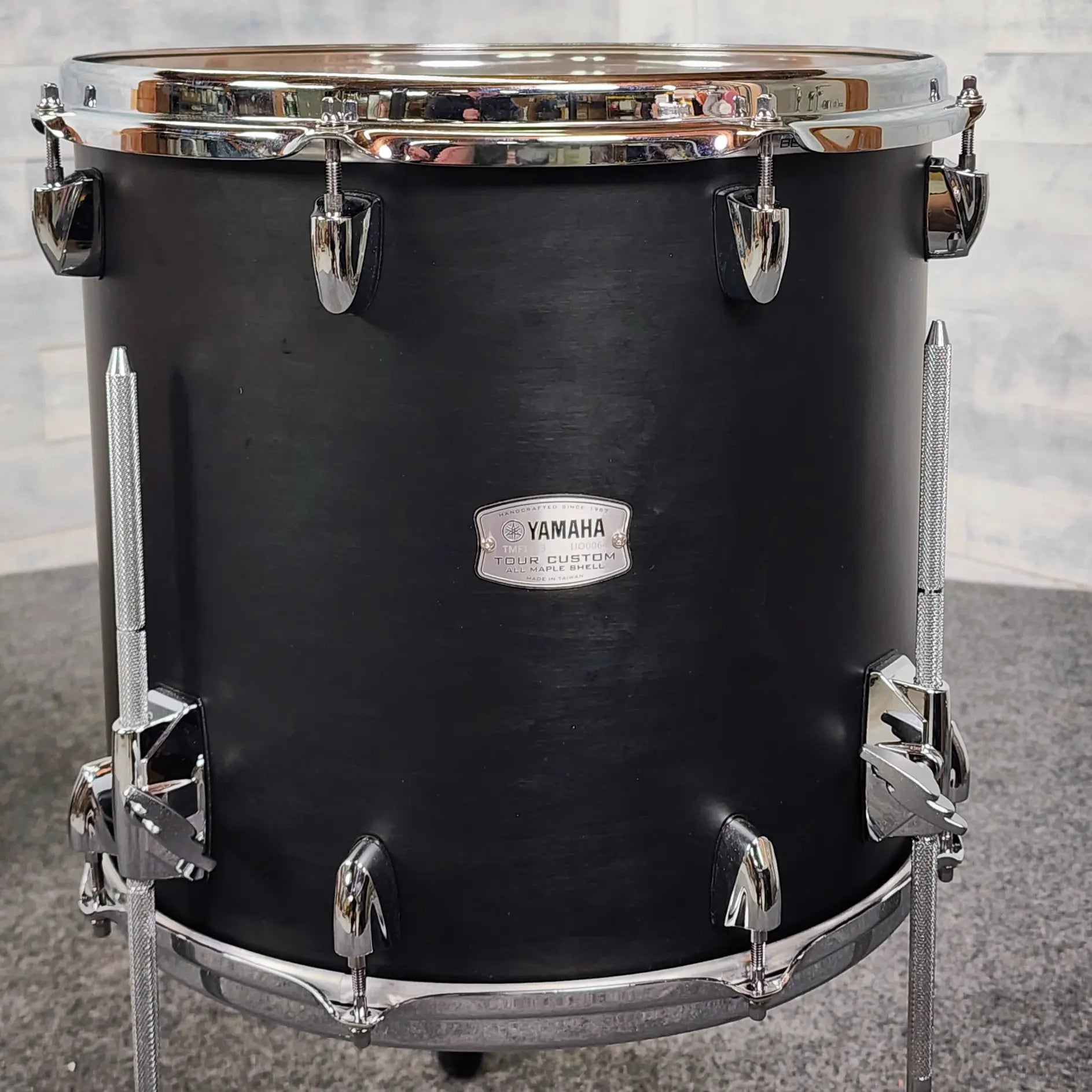 Used Yamaha Tour Custom Maple 3pc Drum Set Licorice Satin - Very Good - Drum Center Of Portsmouth