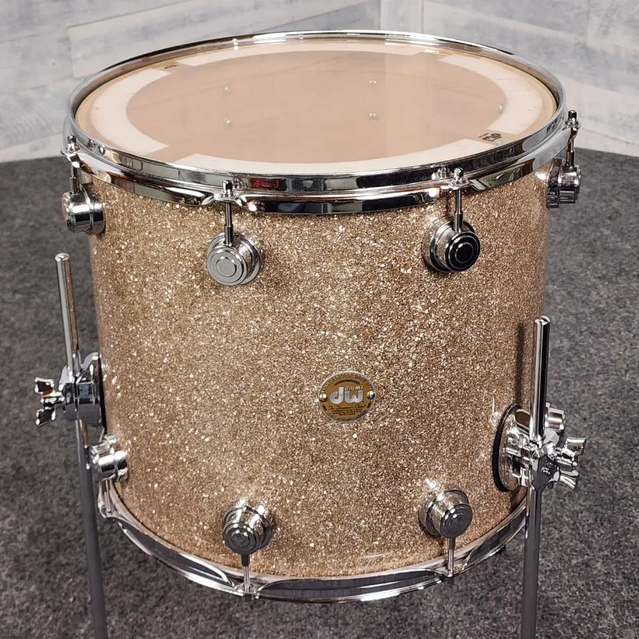 Used DW Collectors 3pc Drum Set Broken Glass Glitter w/Tom Stand - Good - Drum Center Of Portsmouth