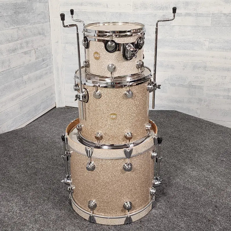 Used DW Collectors 3pc Drum Set Broken Glass Glitter w/Tom Stand - Good - Drum Center Of Portsmouth