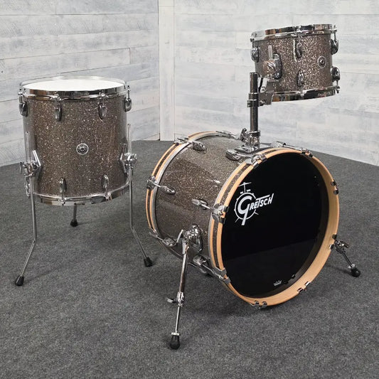 Used Gretsch Brooklyn 3pc Drum Set Pewter Sparkle - Very Good - Drum Center Of Portsmouth