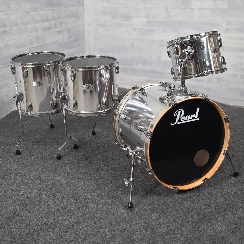 Used Pearl Export 4pc Drum Set Chrome - Fair - Drum Center Of Portsmouth