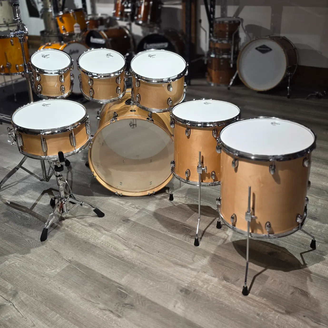Used Gretsch Catalina Maple 7pc Drum Set Gloss Natural - Good - Drum Center Of Portsmouth