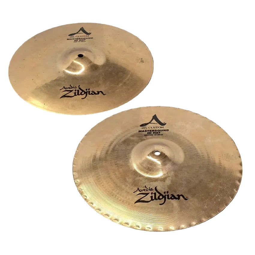 Used Zildjian A Custom Mastersound Hi Hat Cymbals 14" - Good - Drum Center Of Portsmouth