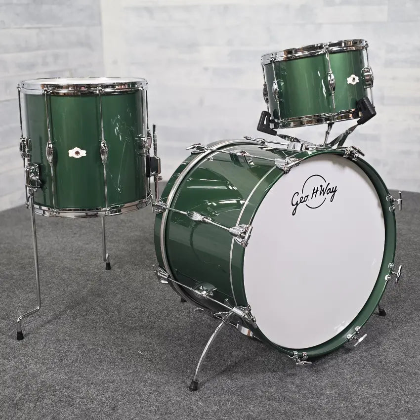 Used George Way Tuxedo Studio 3pc Drum Set Kaddy Green - Very Good - Drum Center Of Portsmouth