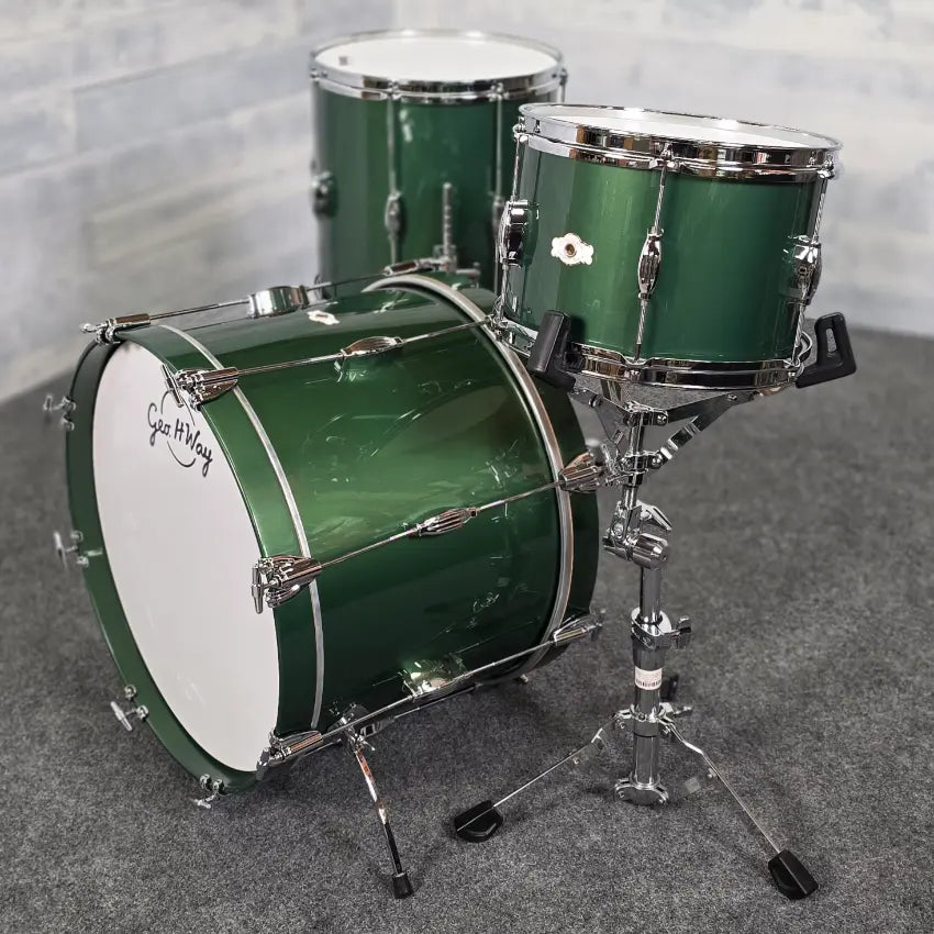 Used George Way Tuxedo Studio 3pc Drum Set Kaddy Green - Very Good - Drum Center Of Portsmouth