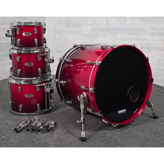 Used Pearl Reference 4pc Drum Set Scarlet Fade w/Cases - Very Good - Drum Center Of Portsmouth