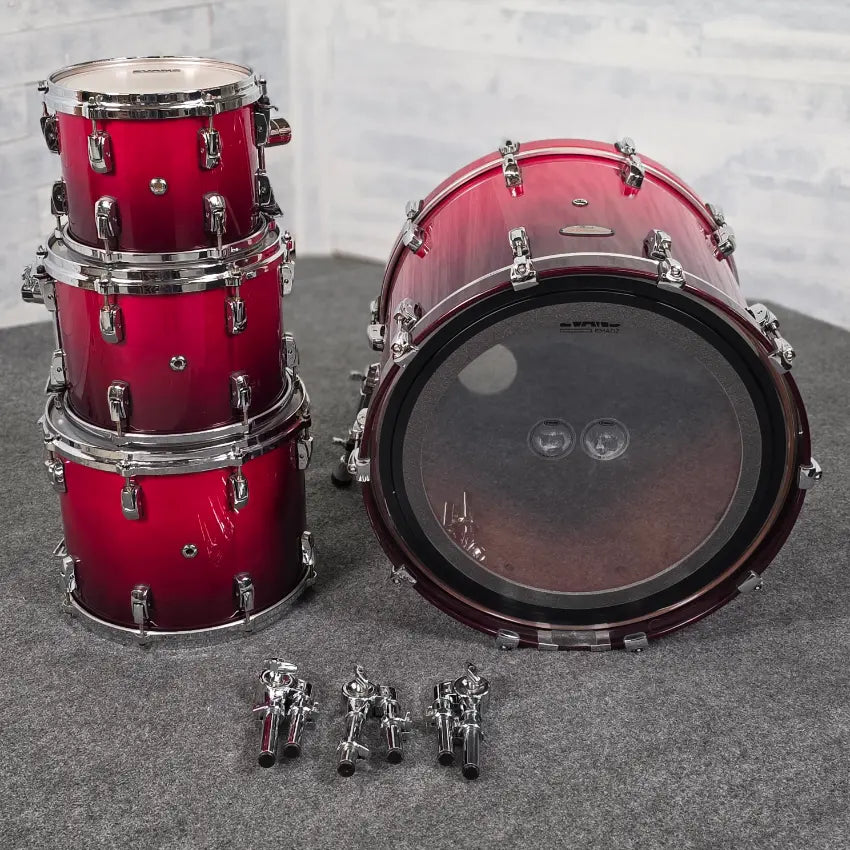 Used Pearl Reference 4pc Drum Set Scarlet Fade w/Cases - Very Good - Drum Center Of Portsmouth
