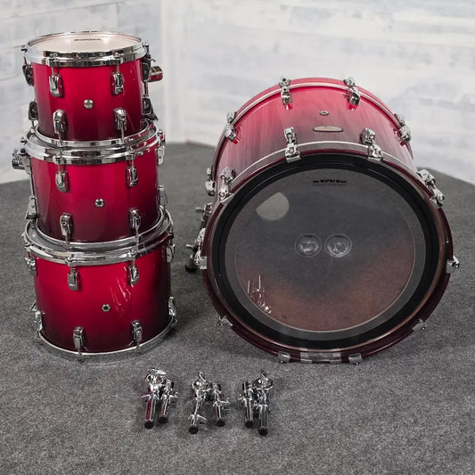 Used Pearl Reference 4pc Drum Set Scarlet Fade w/Cases - Very Good - Drum Center Of Portsmouth