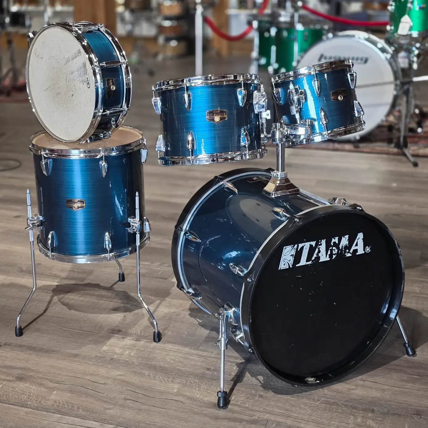 Used Tama Imperialstar 5pc Drum Set Hairline Blue - Good - Drum Center Of Portsmouth