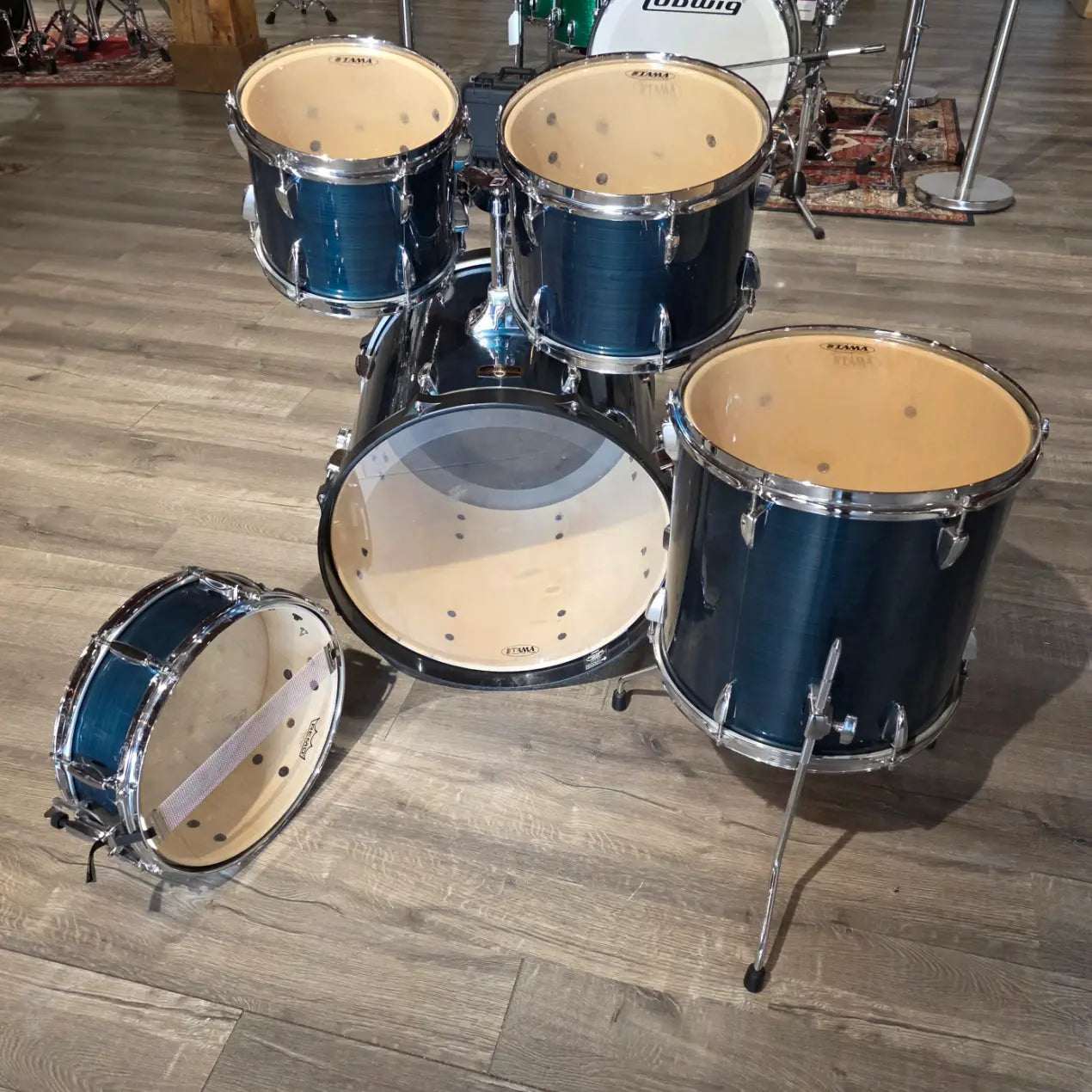 Used Tama Imperialstar 5pc Drum Set Hairline Blue - Good - Drum Center Of Portsmouth