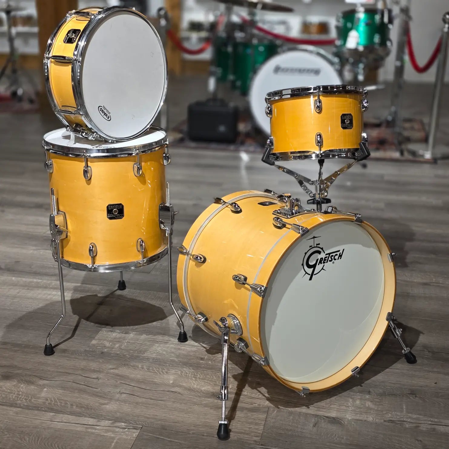 Used Gretsch Catalina Club 4pc Drum Set Gloss Natural - Good - Drum Center Of Portsmouth