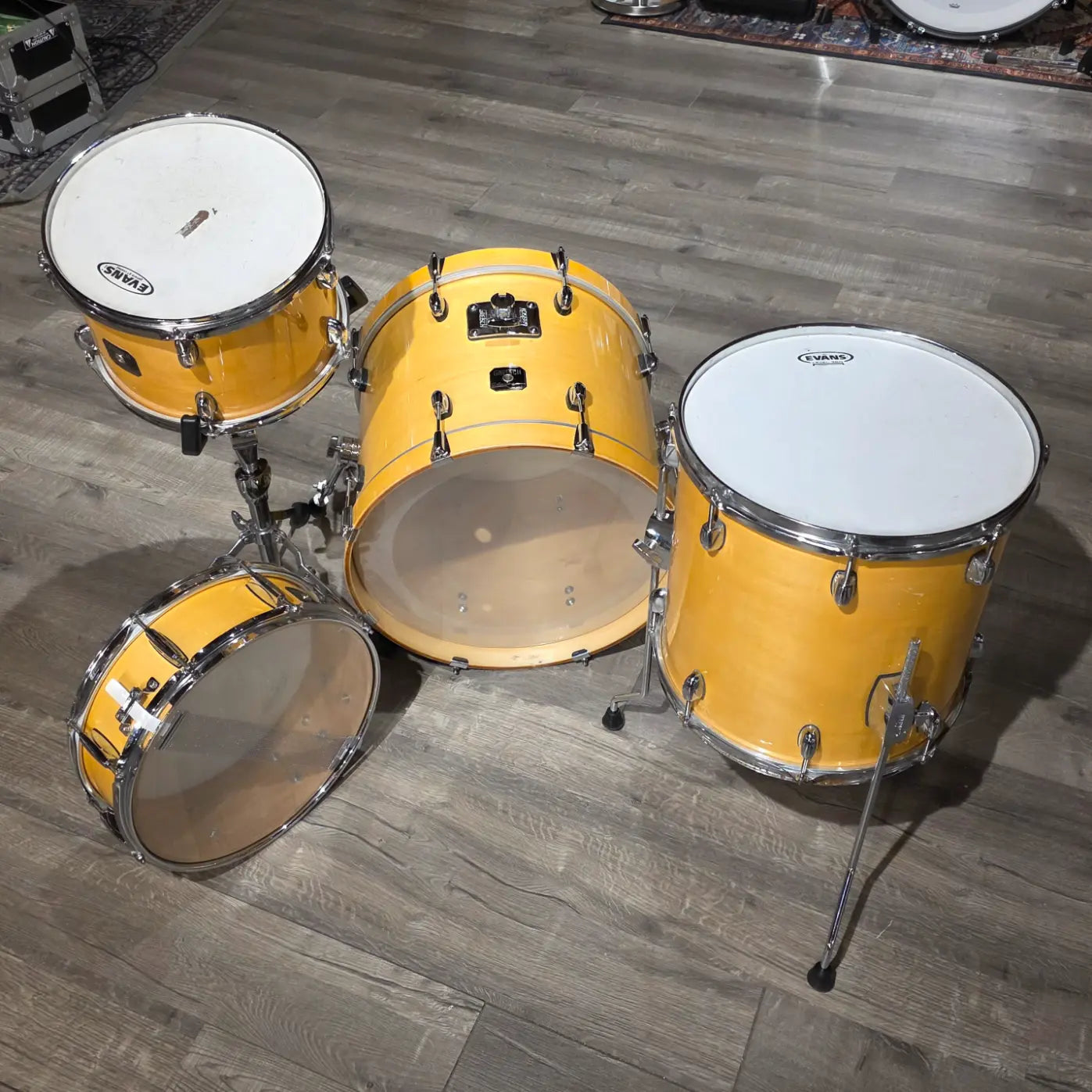 Used Gretsch Catalina Club 4pc Drum Set Gloss Natural - Good - Drum Center Of Portsmouth