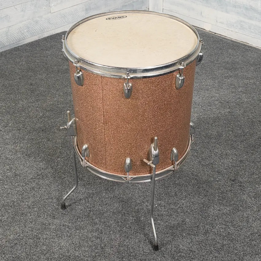 Used Vintage Slingerland Floor Tom 16x16 Champagne Sparkle - Fair - Drum Center Of Portsmouth