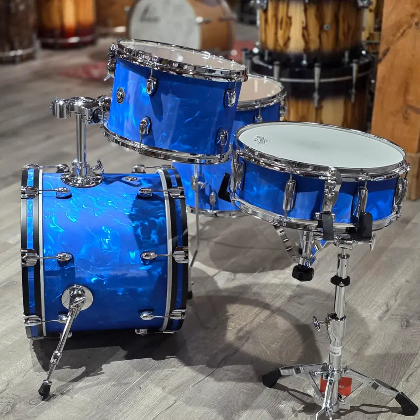 Used Gretsch Catalina Club 4pc Drum Set Blue Satin Flame - Very Good - Drum Center Of Portsmouth