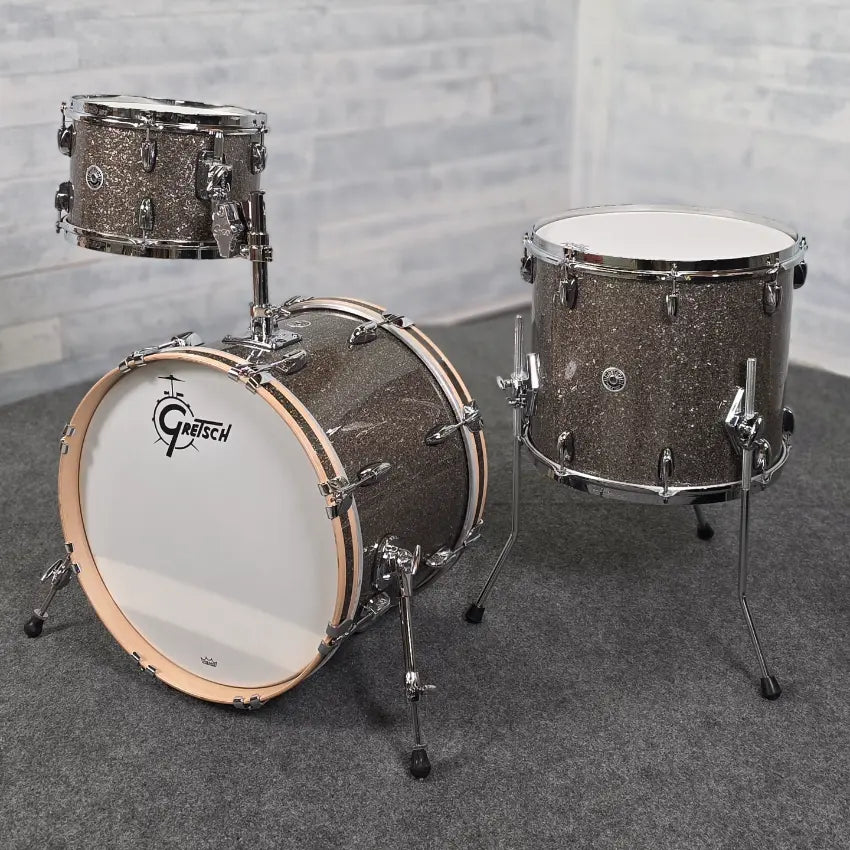 Used Gretsch Brooklyn 3pc Drum Set Pewter Sparkle - Very Good - Drum Center Of Portsmouth