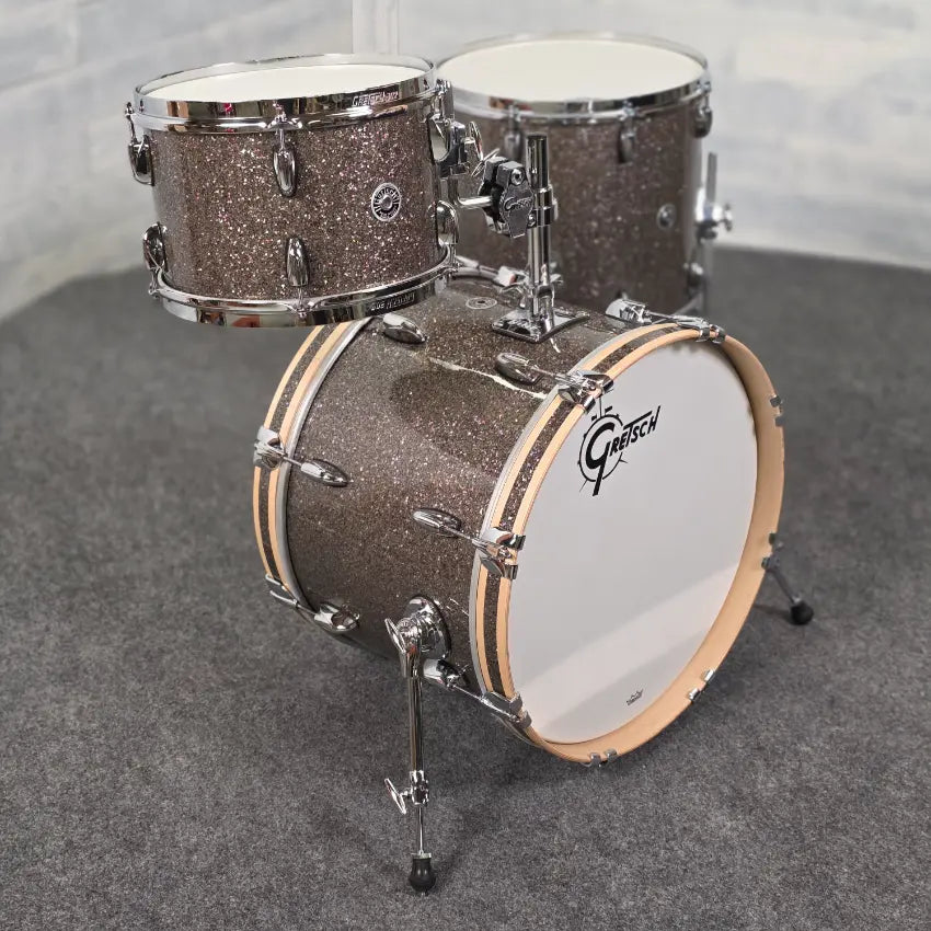Used Gretsch Brooklyn 3pc Drum Set Pewter Sparkle - Very Good - Drum Center Of Portsmouth