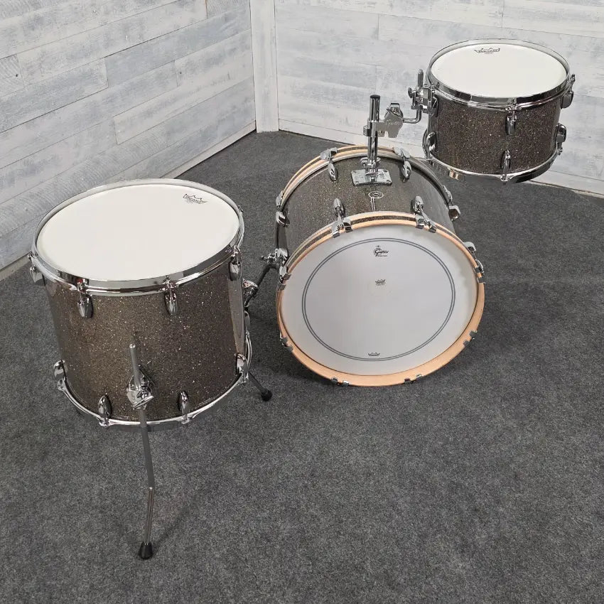 Used Gretsch Brooklyn 3pc Drum Set Pewter Sparkle - Very Good - Drum Center Of Portsmouth