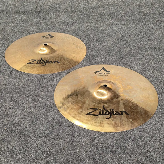 Used Zildjian A Custom Hi Hat Cymbals 14" - Good - Drum Center Of Portsmouth