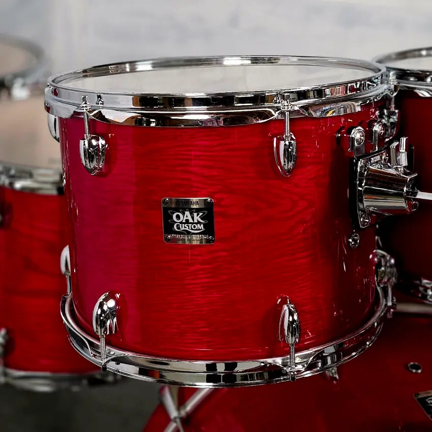 Used Yamaha Oak Custom 7pc Drum Set Red Gloss - Very Good - Drum Center Of Portsmouth