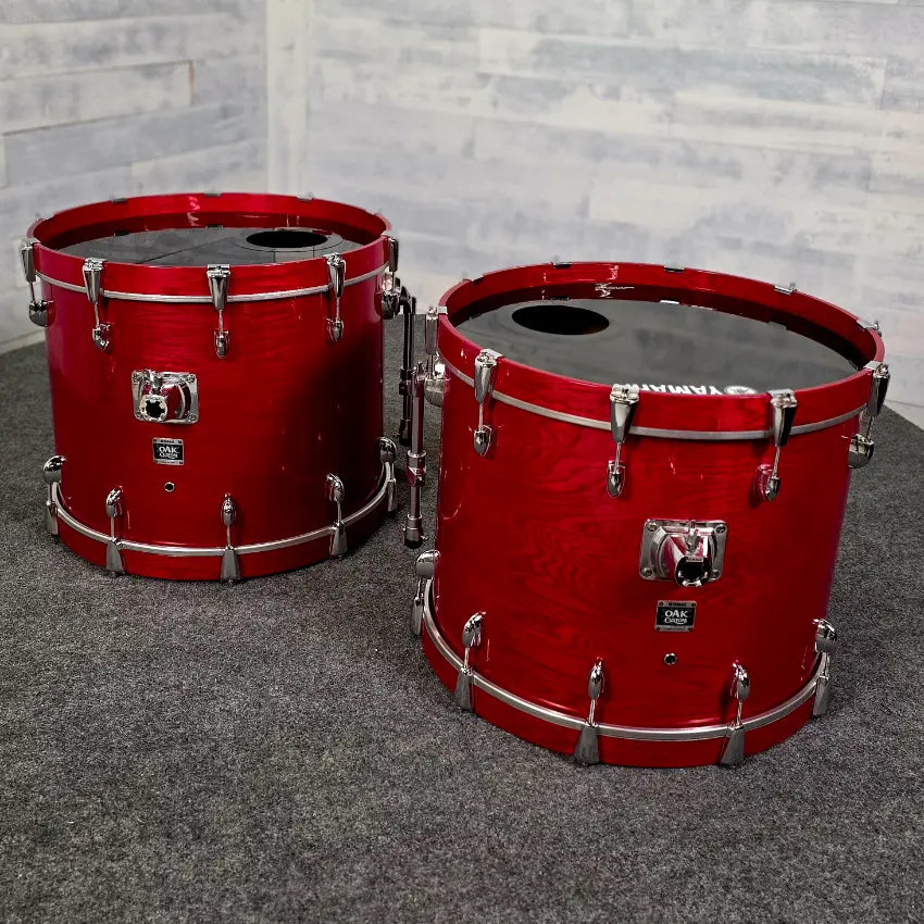 Used Yamaha Oak Custom 7pc Drum Set Red Gloss - Very Good - Drum Center Of Portsmouth