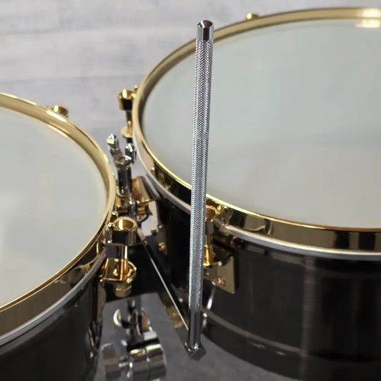 Used LP Latin Percussion Matador 14/15 Brush Nickel Timbale Set with Stand - Very Good - Drum Center Of Portsmouth