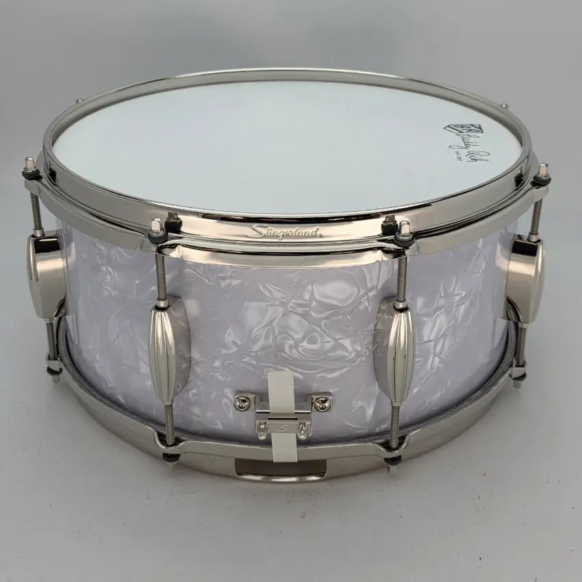 Used Slingerland Radio King Artist Snare Drum 14x6.5 White Marine Pearl - Very Good - Drum Center Of Portsmouth