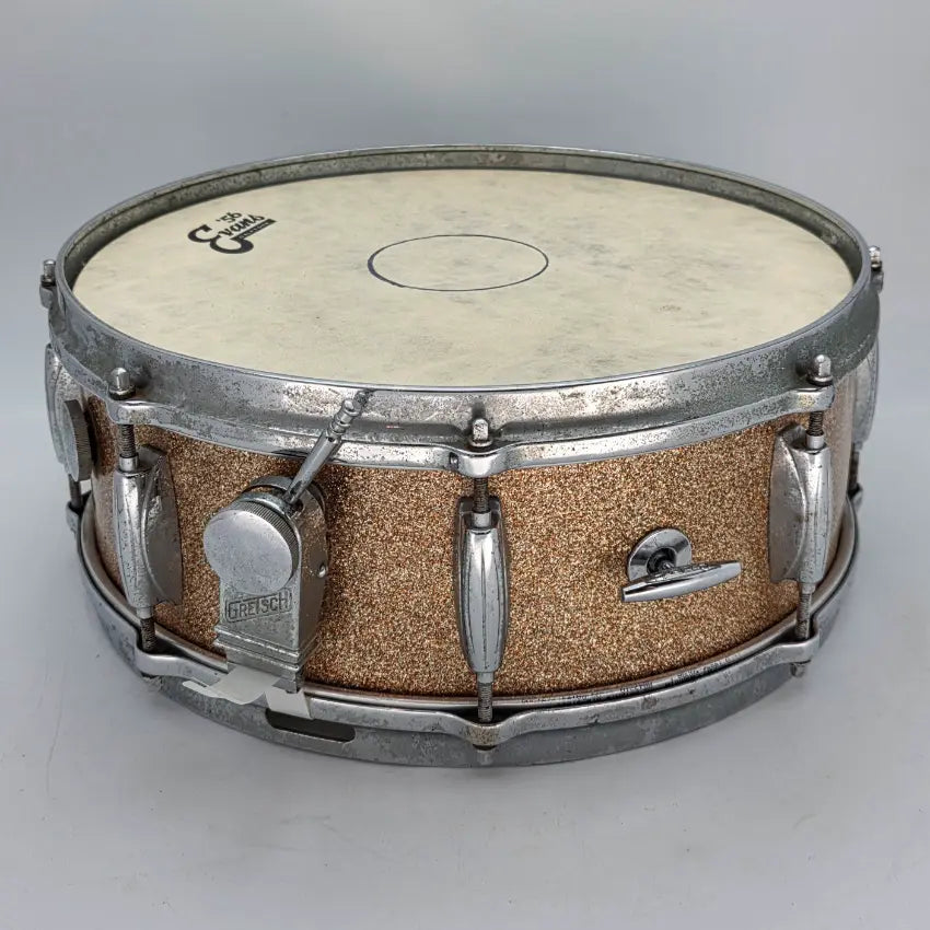 Used Vintage Gretsch Snare Drum 14x5.5 Champagne Sparkle - Fair - Drum Center Of Portsmouth