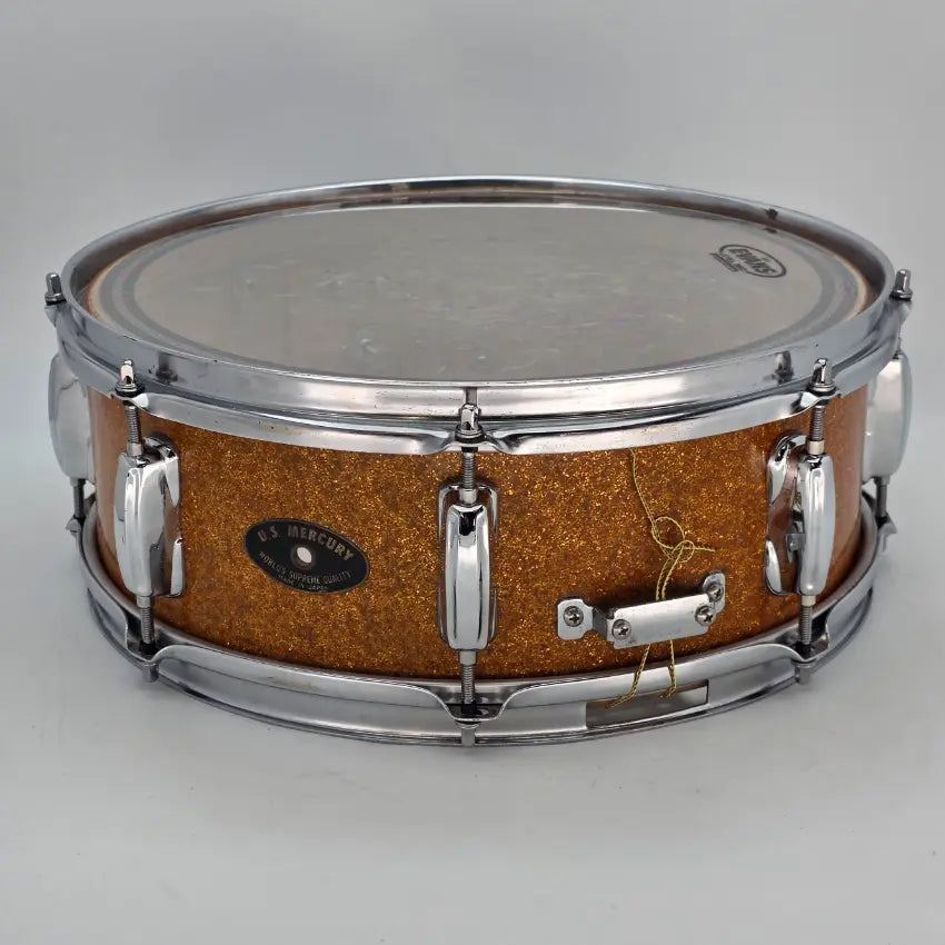 Used Vintage MIJ US Mercury Snare Drum 14x5.5 Gold Sparkle - Fair - Drum Center Of Portsmouth