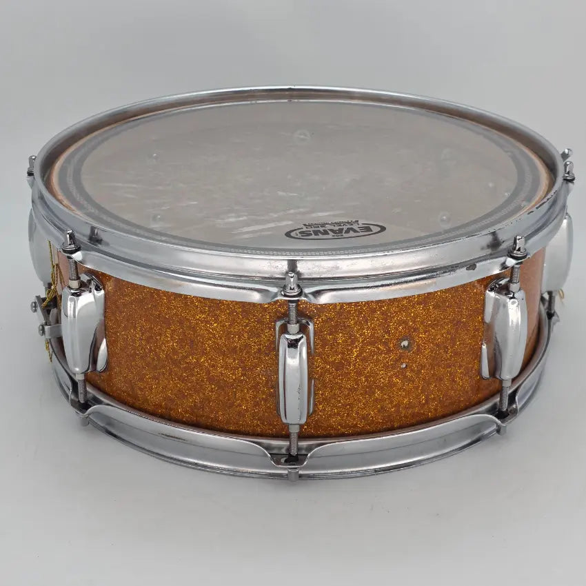 Used Vintage MIJ US Mercury Snare Drum 14x5.5 Gold Sparkle - Fair - Drum Center Of Portsmouth