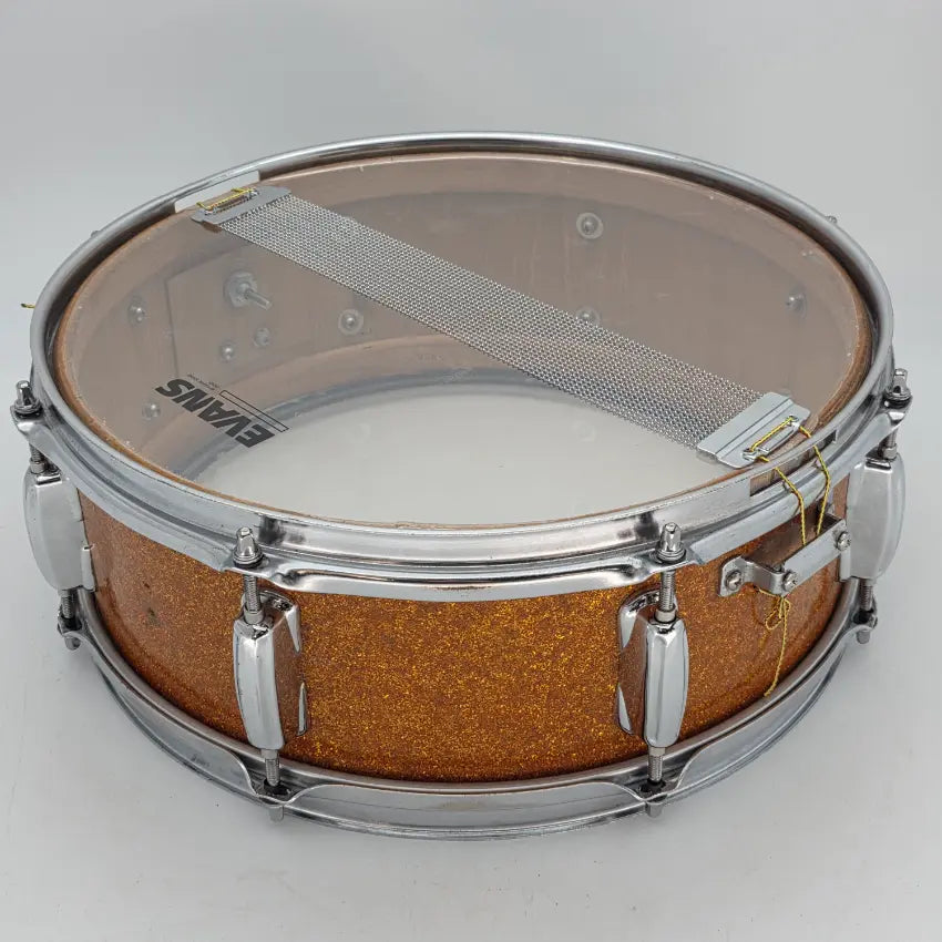 Used Vintage MIJ US Mercury Snare Drum 14x5.5 Gold Sparkle - Fair - Drum Center Of Portsmouth