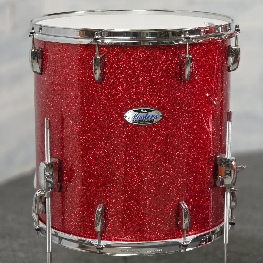 Used Pearl Masters Maple Complete 3pc Drum Set Vermilion Sparkle - Very Good - Drum Center Of Portsmouth