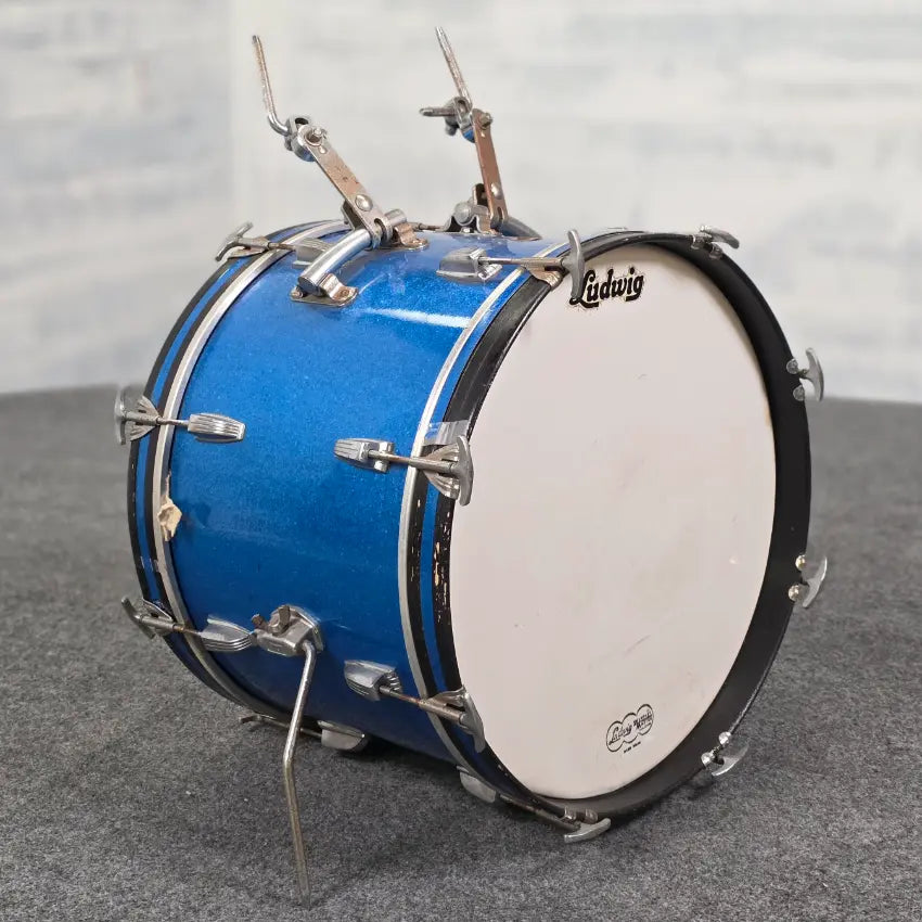 Used Vintage Ludwig Bass Drum 20x14 Blue Sparkle - Fair - Drum Center Of Portsmouth