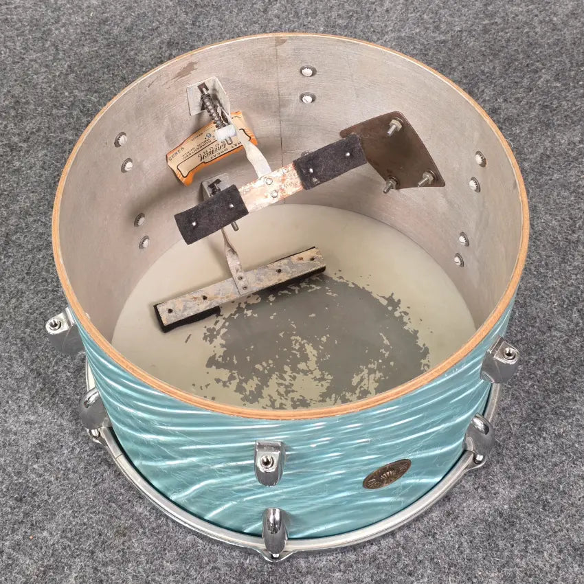 Used Vintage Gretsch '60s Round Badge Drum Set 18/13/16 Aqua Satin Flame - Good - Drum Center Of Portsmouth