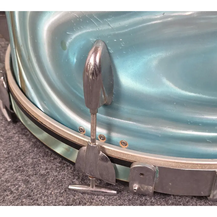 Used Vintage Gretsch '60s Round Badge Drum Set 18/13/16 Aqua Satin Flame - Good - Drum Center Of Portsmouth