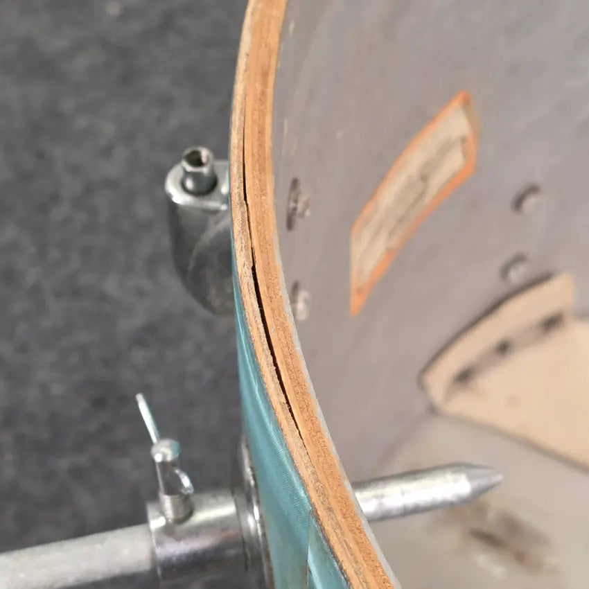 Used Vintage Gretsch '60s Round Badge Drum Set 18/13/16 Aqua Satin Flame - Good - Drum Center Of Portsmouth